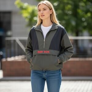 Boston Red Sox 1/2 Zip Packable Jacket Womens sz Small NWT Erin Andrews Charcoal